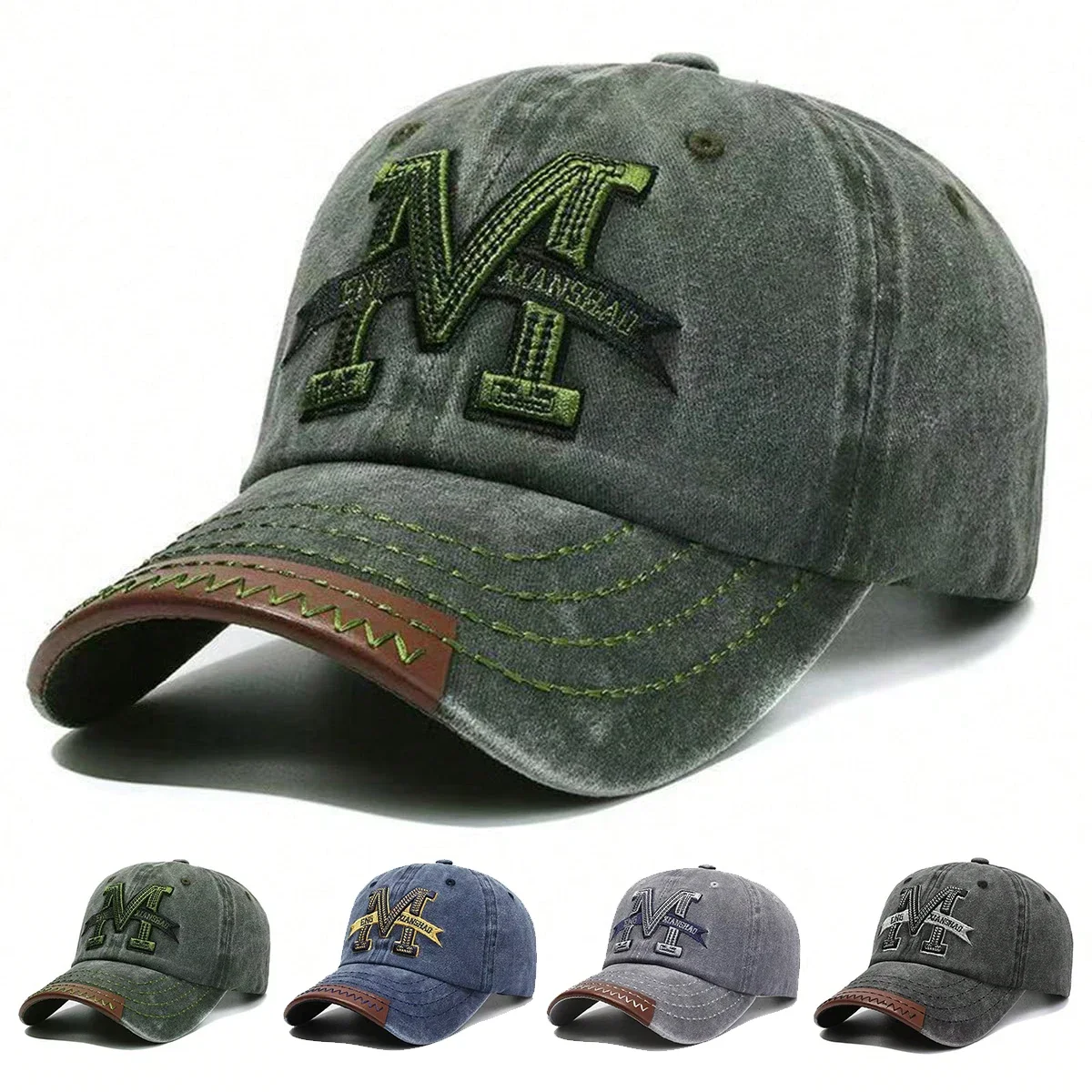Embroidery Letter M - Unisexowe czapki baseballowe z haftowanym literą