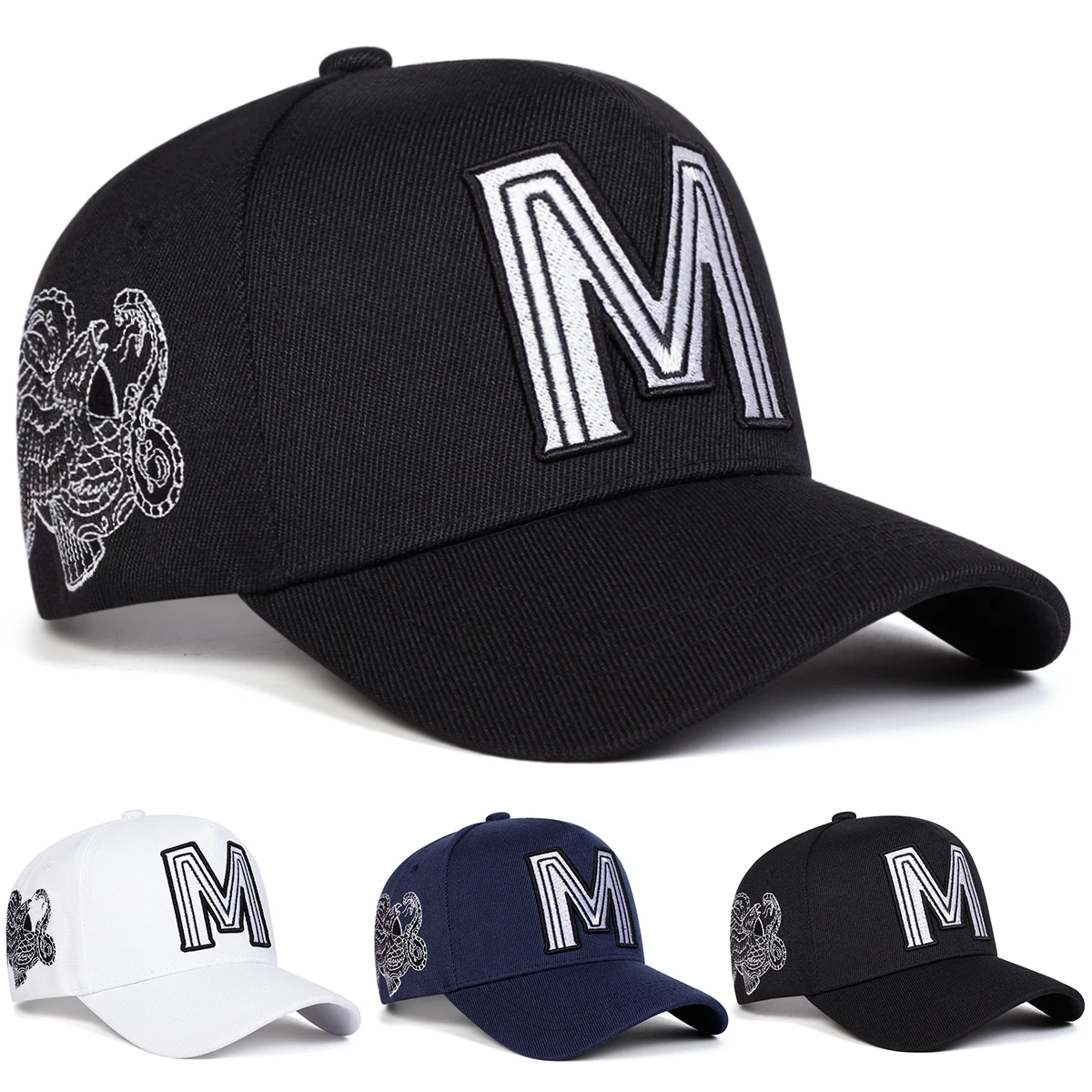 Embroidery Letter M - Unisexowe czapki baseballowe z haftowanym literą