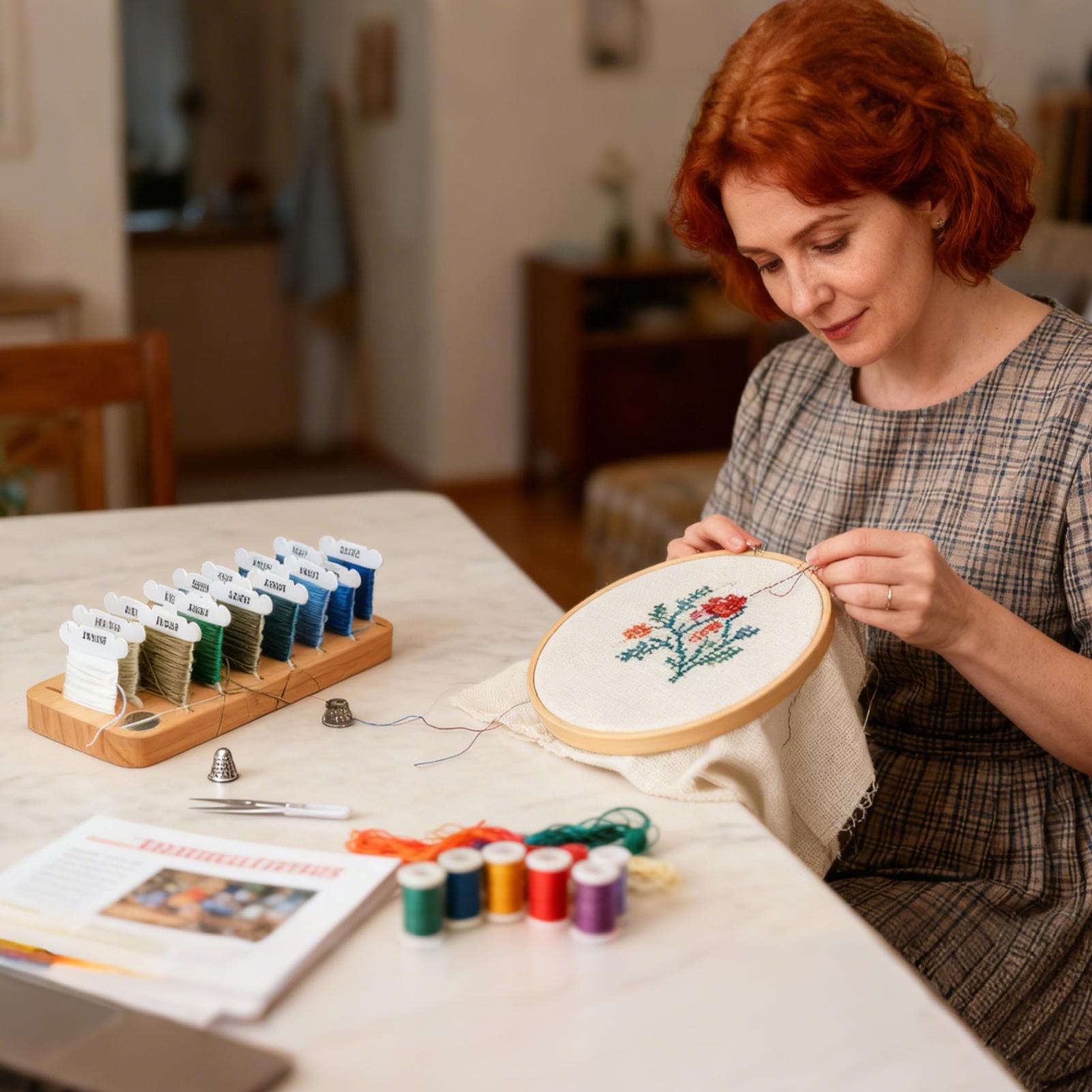 Embroidery Artist - Organizer na nici do haftowania, drewniany