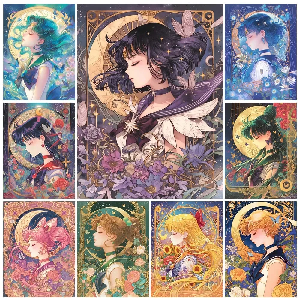 Embroidery Gift Ideas - Kreskówka Anime Diamentowe Malowanie Piękna Księżycowa