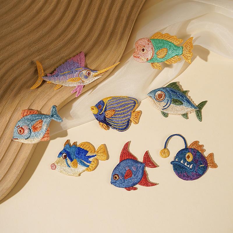 Embroidery Fish - Naszywka z delfinem, meduzą, letnim motywem