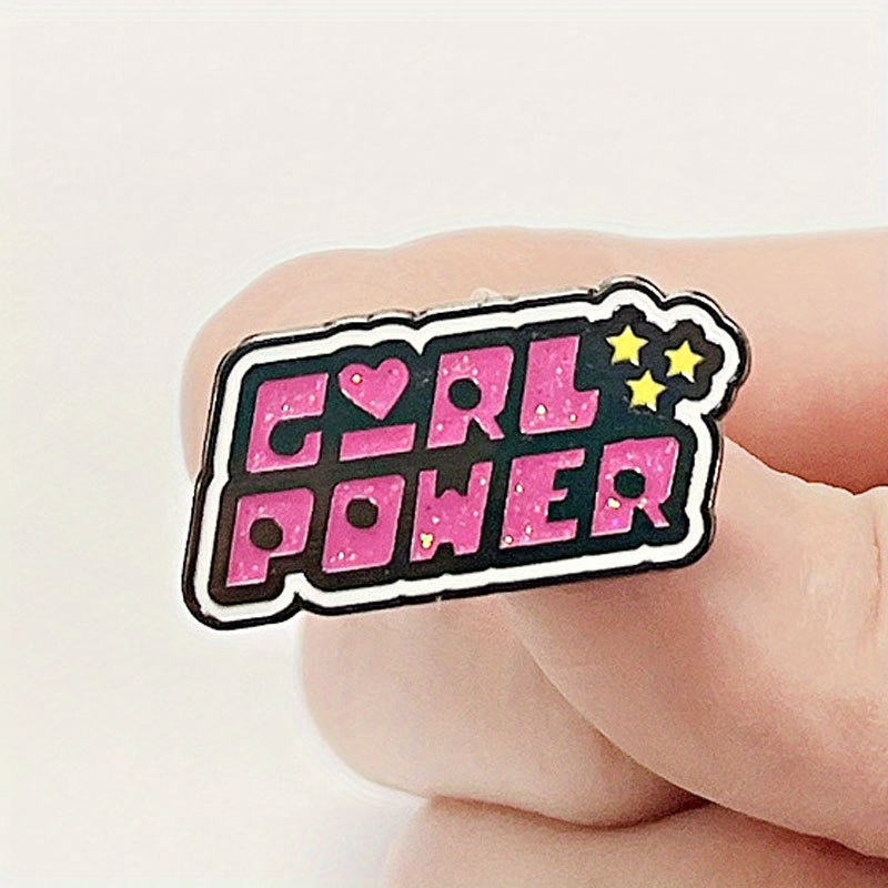 Embroidery Letter M - Różowa „GIRL POWER” ze stopu fraza