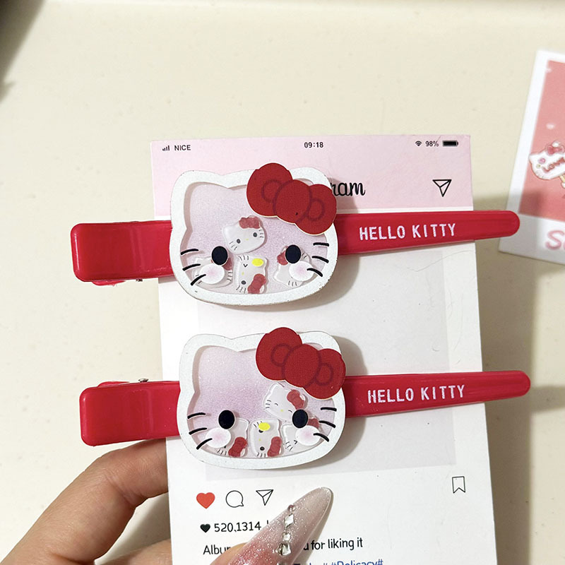 Embroidery Red - Klips do włosów Hello Kitty, ozdobny