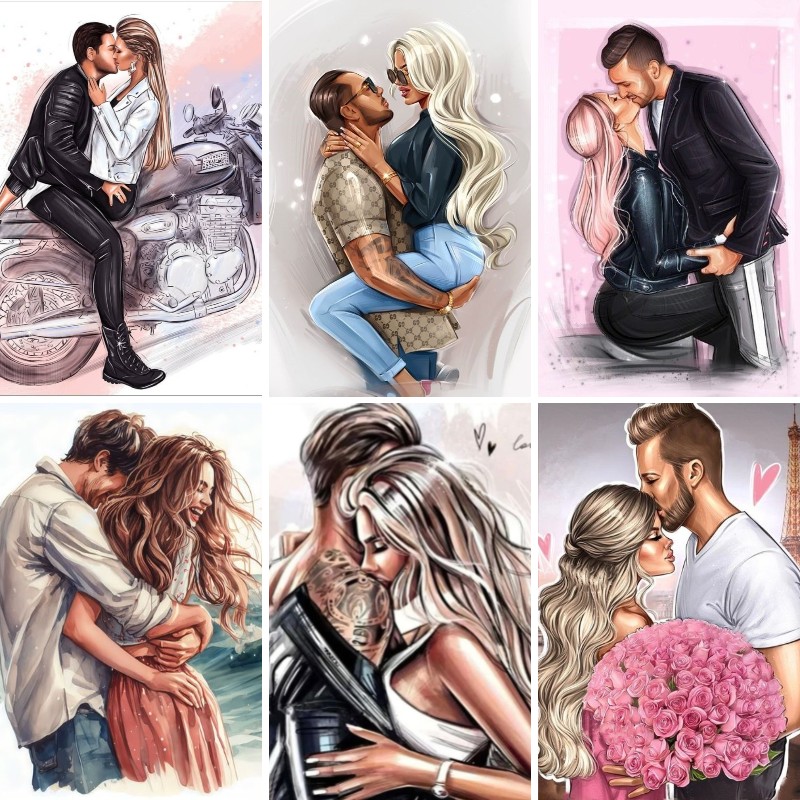 Embroidery Kiss - Diamentowe malowanie Pełny kwadratowy haft diamentowy